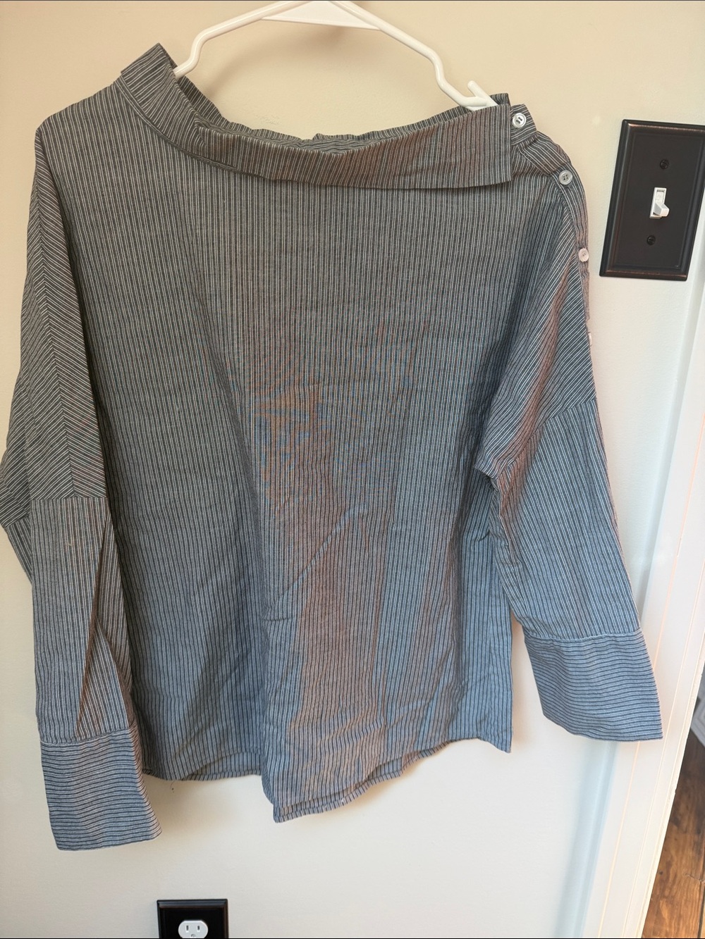 Striped Gray Boatneck Long-Sleeve Top